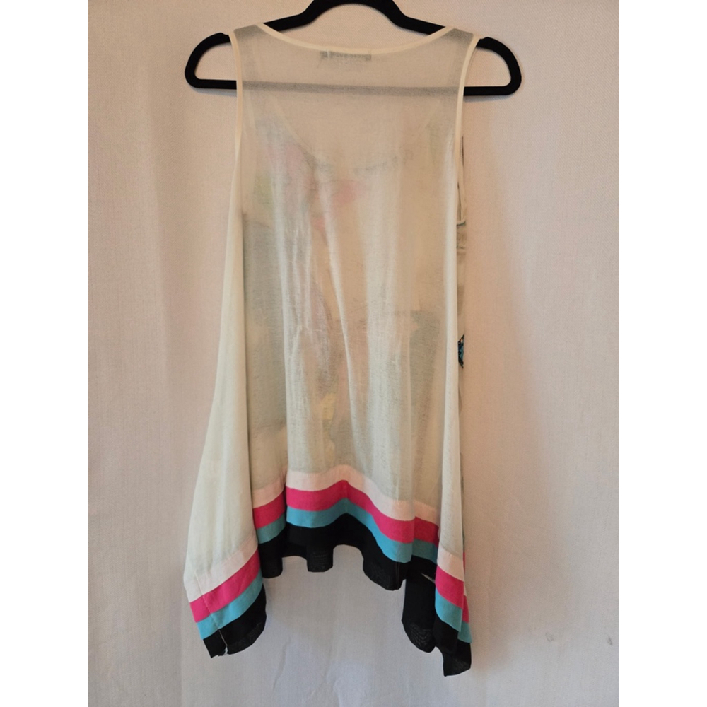 Women's Rosa Rose Tank Top Size S White Multi-color Butterfly - Picture 2 of 4